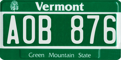 VT license plate AOB876
