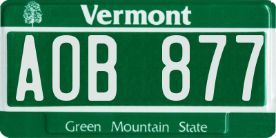 VT license plate AOB877