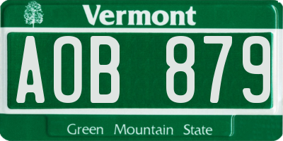 VT license plate AOB879
