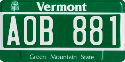 VT license plate AOB881