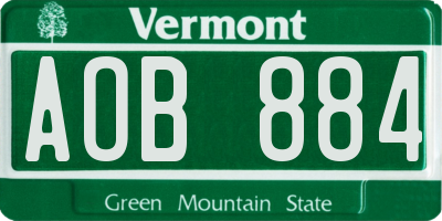VT license plate AOB884