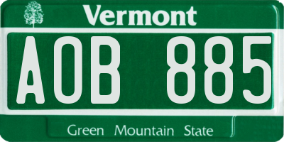 VT license plate AOB885