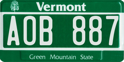 VT license plate AOB887