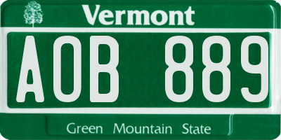 VT license plate AOB889