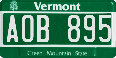VT license plate AOB895