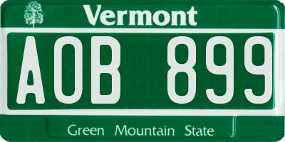 VT license plate AOB899