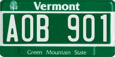 VT license plate AOB901