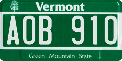 VT license plate AOB910