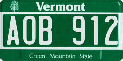 VT license plate AOB912