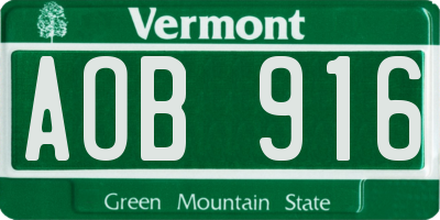 VT license plate AOB916