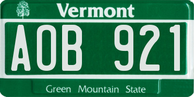 VT license plate AOB921