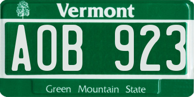 VT license plate AOB923
