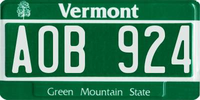 VT license plate AOB924