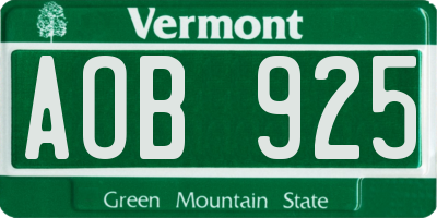 VT license plate AOB925