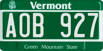 VT license plate AOB927