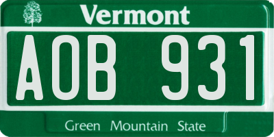 VT license plate AOB931