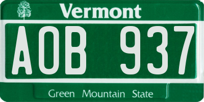 VT license plate AOB937