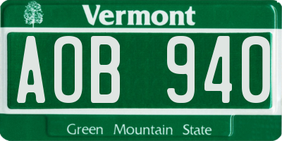 VT license plate AOB940