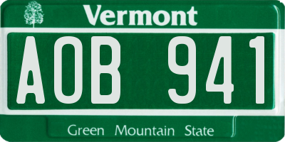 VT license plate AOB941