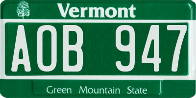 VT license plate AOB947