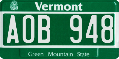 VT license plate AOB948