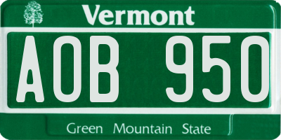 VT license plate AOB950