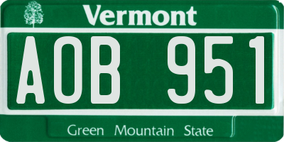 VT license plate AOB951
