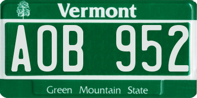 VT license plate AOB952