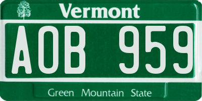 VT license plate AOB959