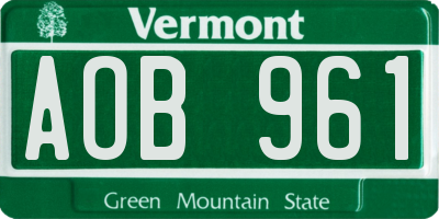 VT license plate AOB961