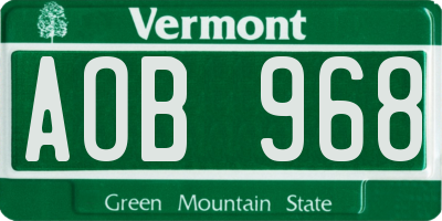 VT license plate AOB968