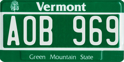 VT license plate AOB969
