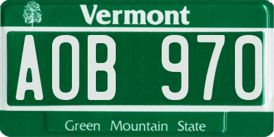 VT license plate AOB970