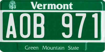 VT license plate AOB971