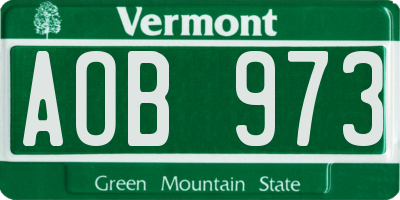 VT license plate AOB973