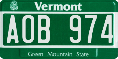 VT license plate AOB974