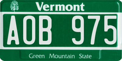 VT license plate AOB975