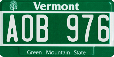 VT license plate AOB976