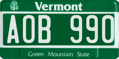 VT license plate AOB990