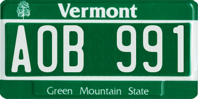 VT license plate AOB991