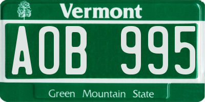 VT license plate AOB995