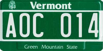 VT license plate AOC014