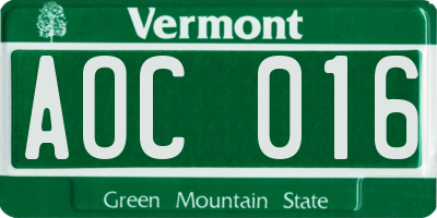 VT license plate AOC016