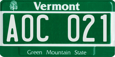 VT license plate AOC021
