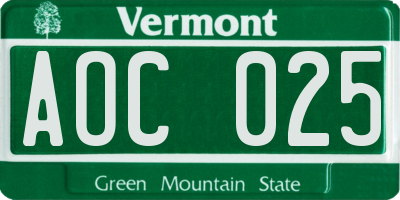 VT license plate AOC025
