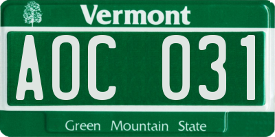 VT license plate AOC031