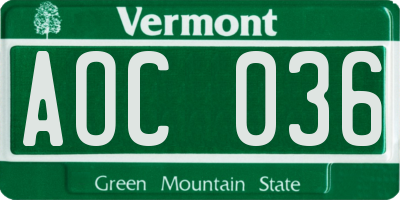 VT license plate AOC036