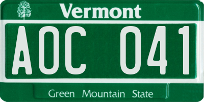 VT license plate AOC041