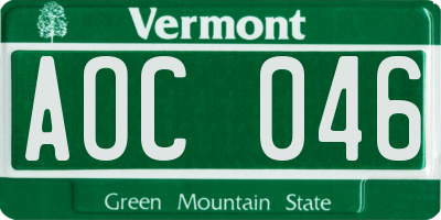 VT license plate AOC046