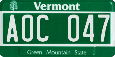 VT license plate AOC047